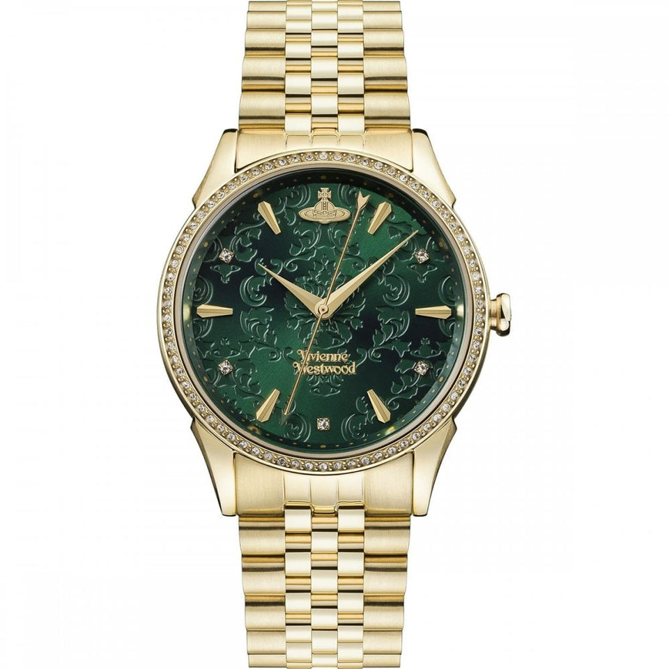 Vivienne Westwood Ladies Wallace 37mm Green Dial Gold Plated Watch
