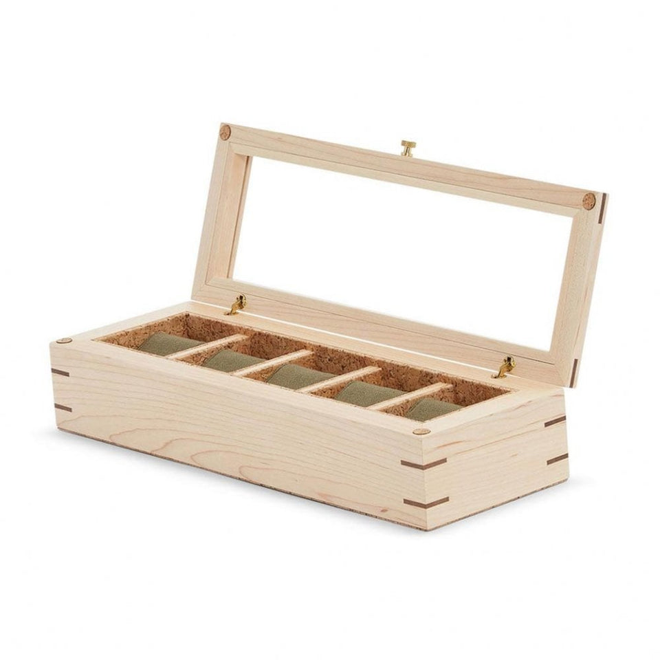 WOLF Analog/Shift Wood Flatiron II 5-Piece Watch Box