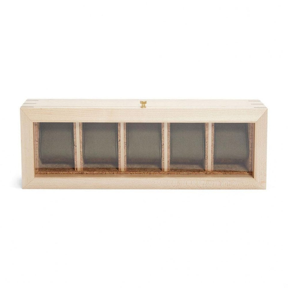 WOLF Analog/Shift Wood Flatiron II 5-Piece Watch Box