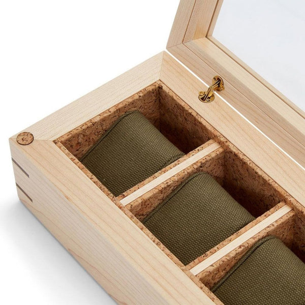 WOLF Analog/Shift Wood Flatiron II 5-Piece Watch Box