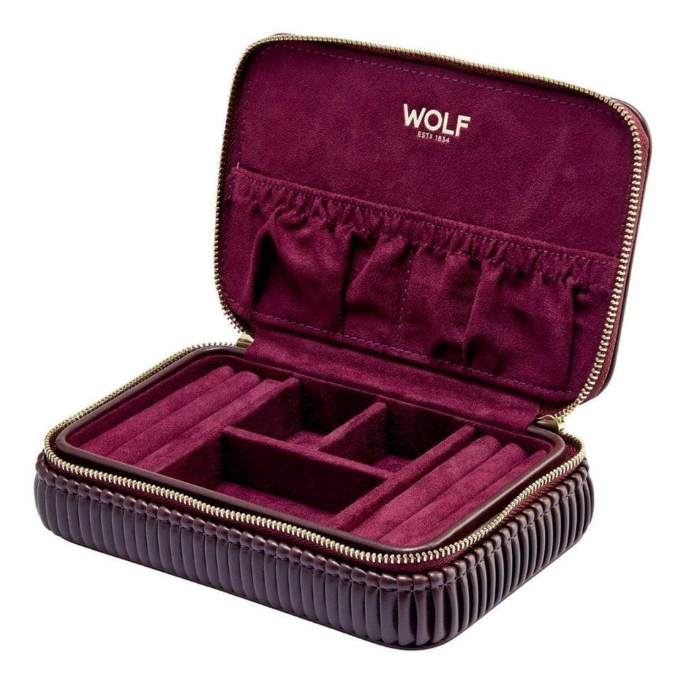 WOLF Bella Bordeaux Zip Jewellery Case