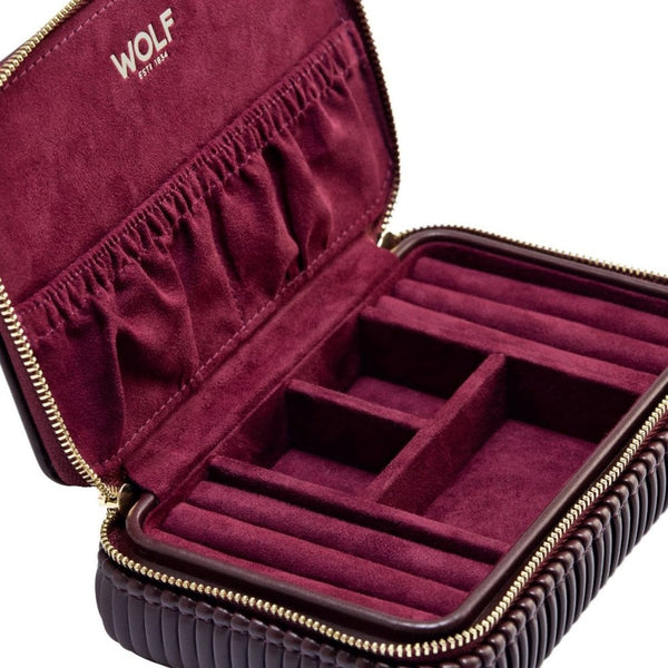 WOLF Bella Bordeaux Zip Jewellery Case
