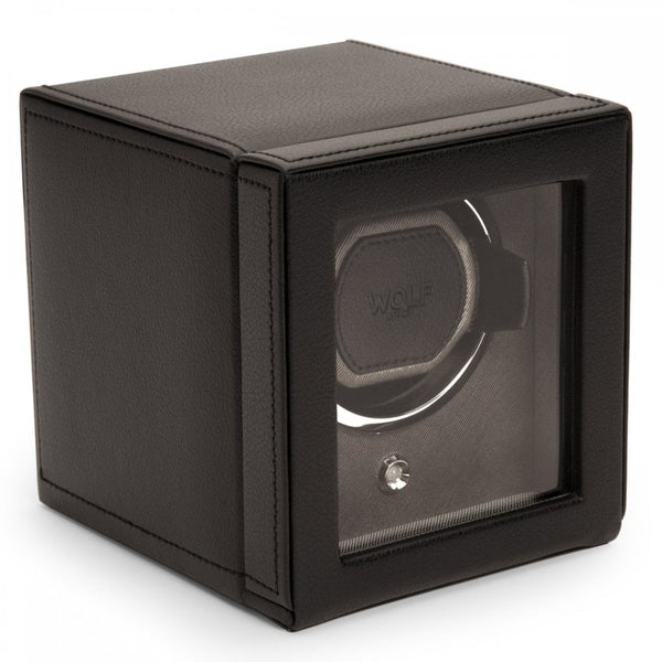 WOLF Black Cub Watch Winder With Cover