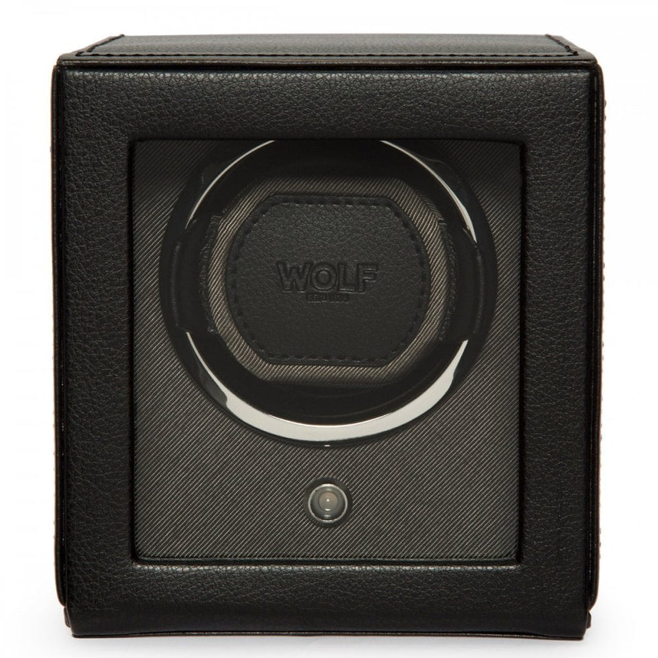 WOLF Black Cub Watch Winder With Cover
