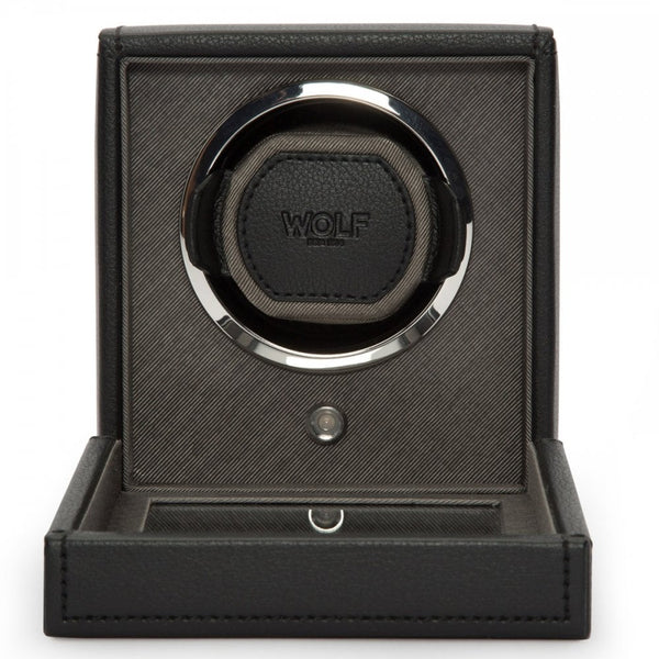 WOLF Black Cub Watch Winder With Cover