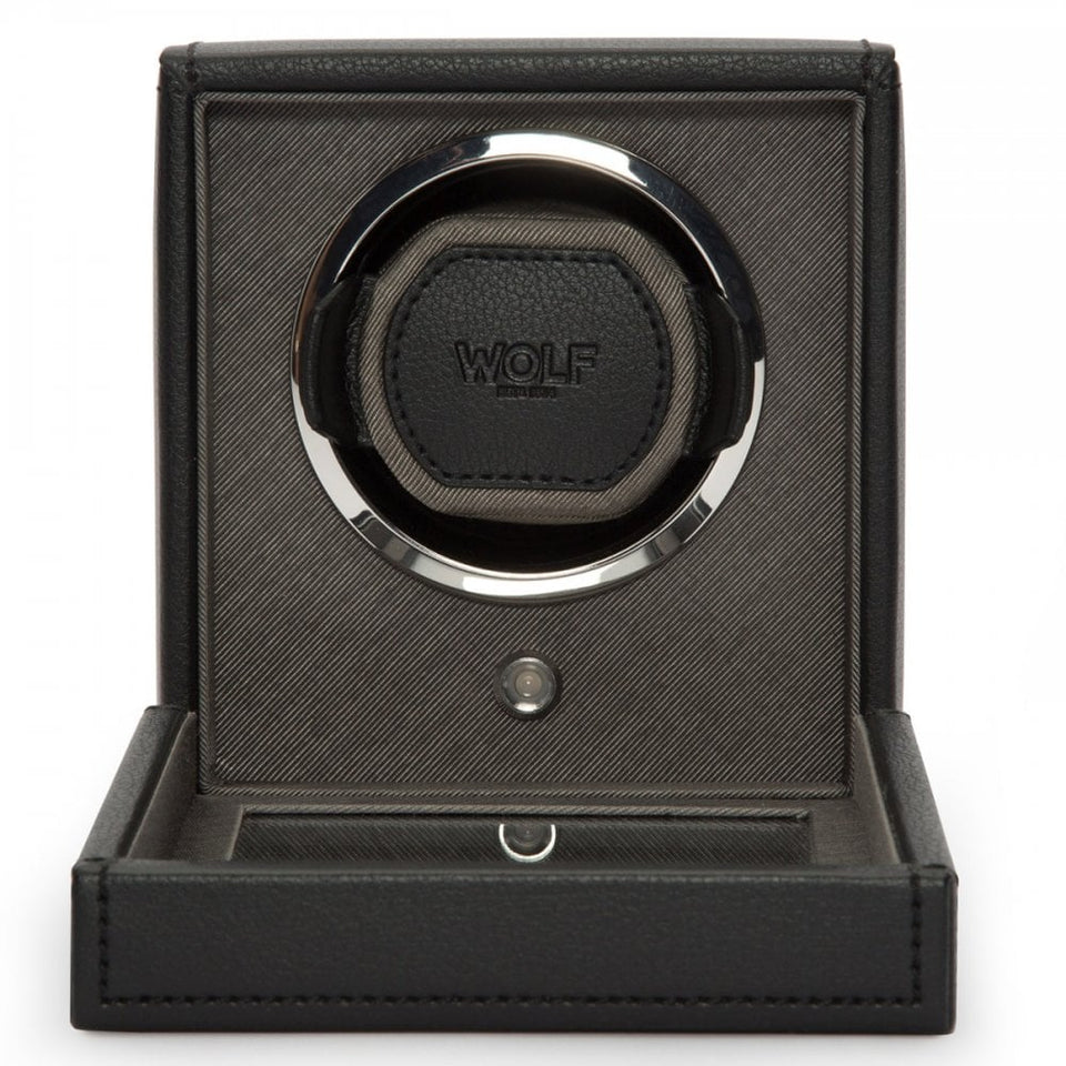 WOLF Black Cub Watch Winder With Cover