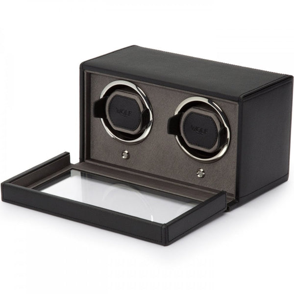 WOLF Black Double Cub Watch Winder With Cover
