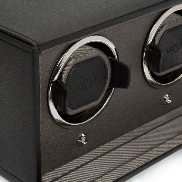 WOLF Black Double Cub Watch Winder With Cover