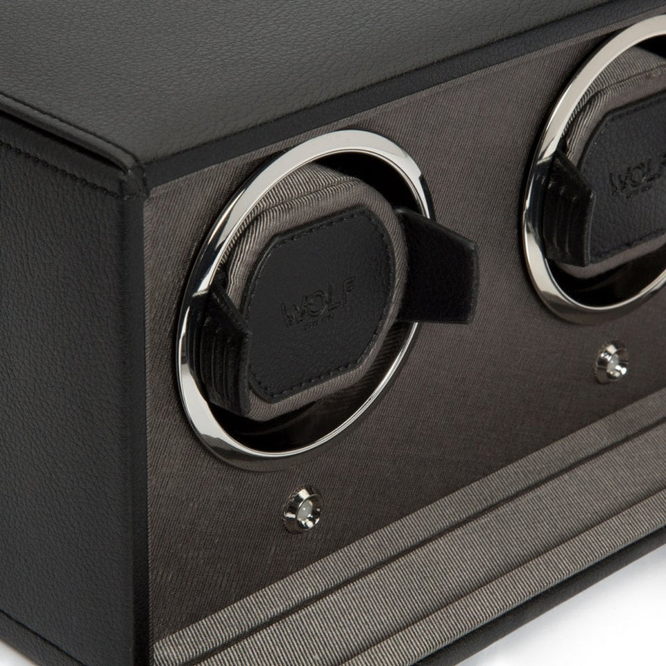 WOLF Black Double Cub Watch Winder With Cover
