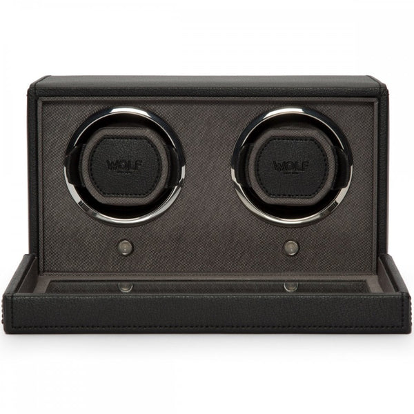 WOLF Black Double Cub Watch Winder With Cover