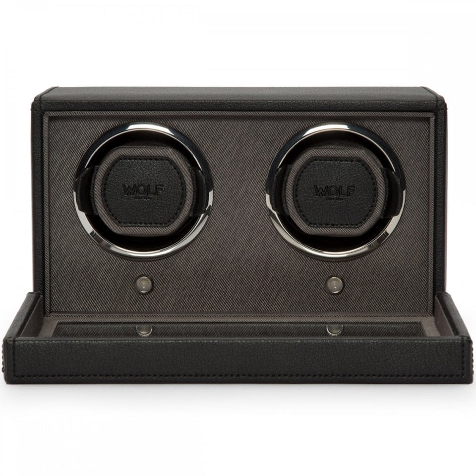WOLF Black Double Cub Watch Winder With Cover