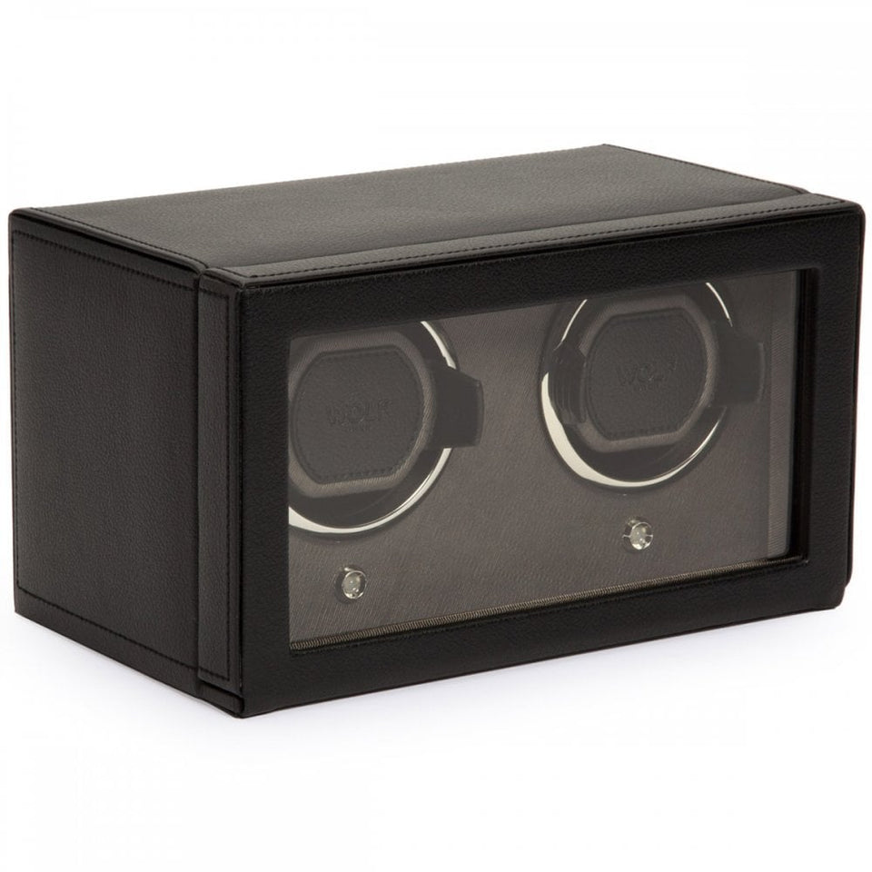 WOLF Black Double Cub Watch Winder With Cover