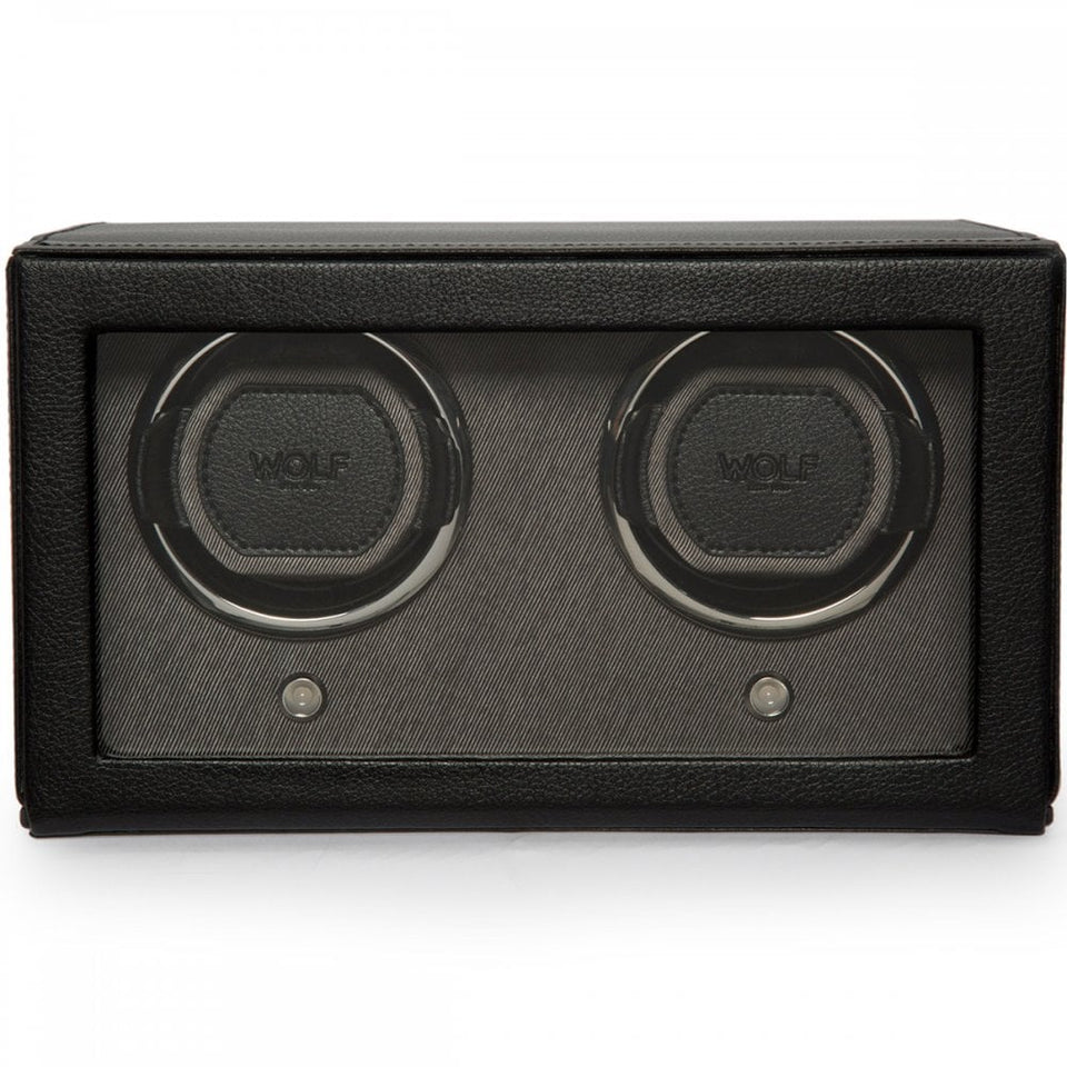 WOLF Black Double Cub Watch Winder With Cover