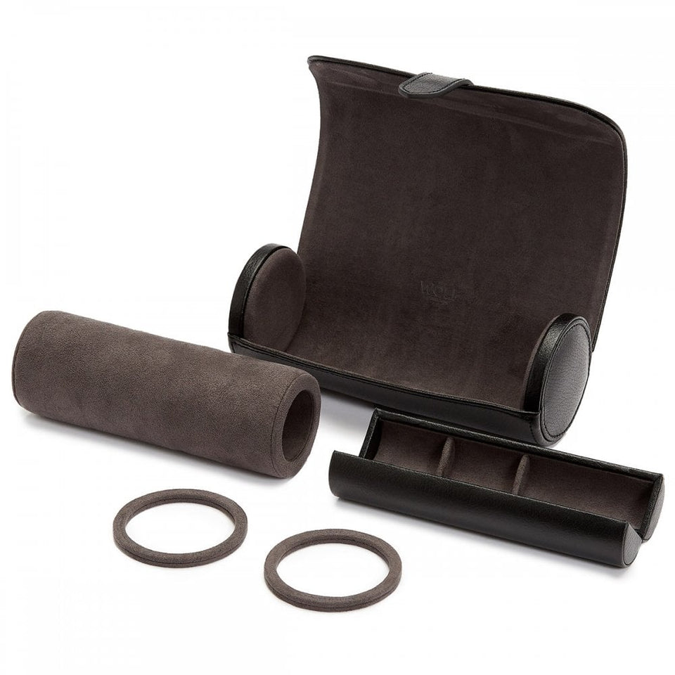 WOLF Blake Triple Watch Roll with Capsule - Black/Grey
