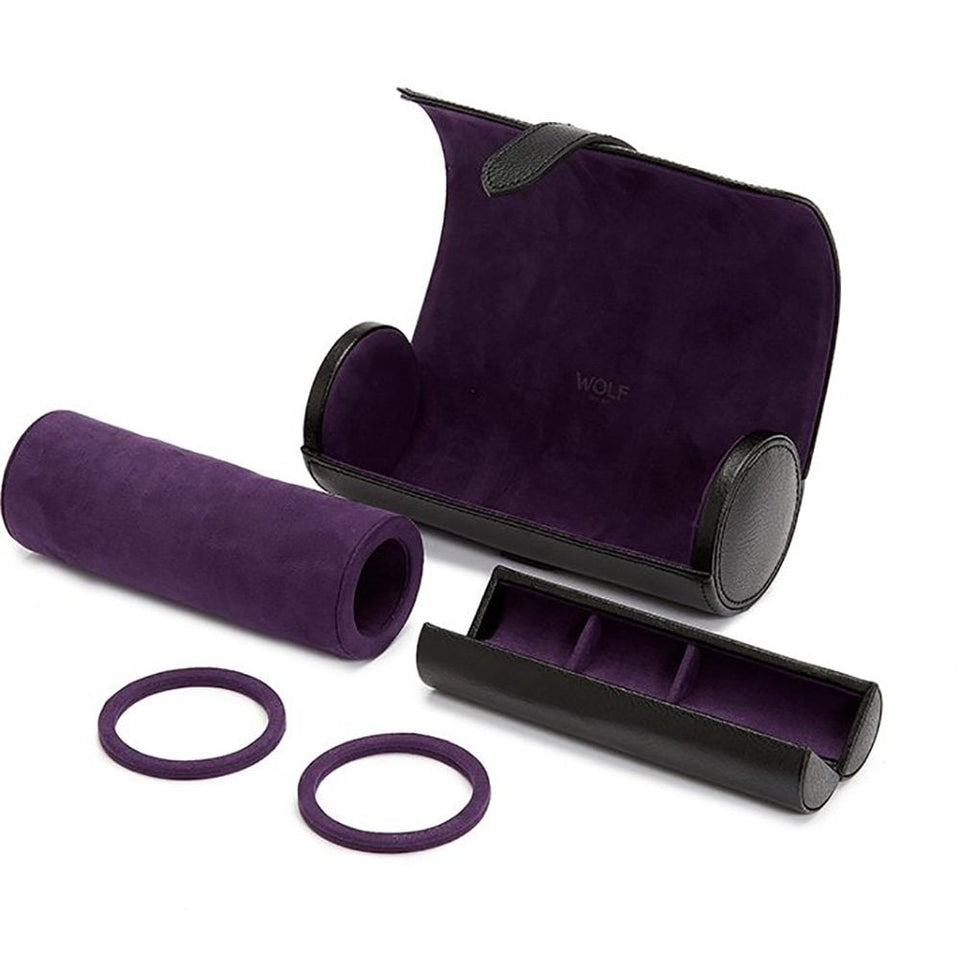 WOLF Blake Triple Watch Roll with Capsule - Black/Purple