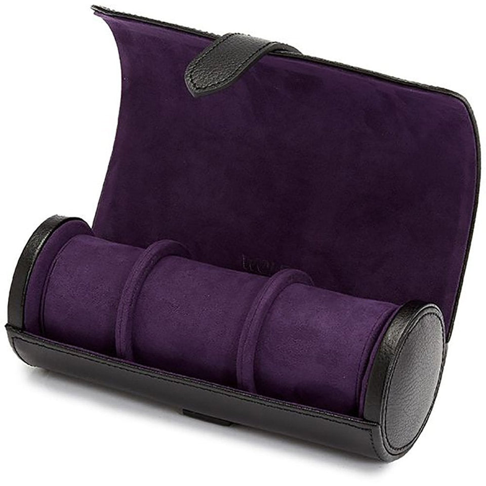 WOLF Blake Triple Watch Roll with Capsule - Black/Purple