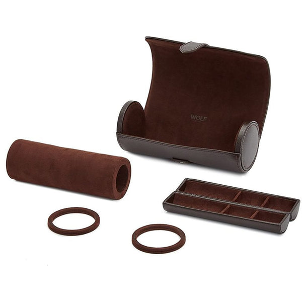 WOLF Blake Triple Watch Roll with Capsule - Brown