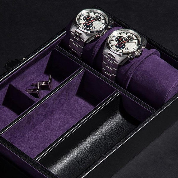 WOLF Blake Valet Tray With Cuff - Black/Purple