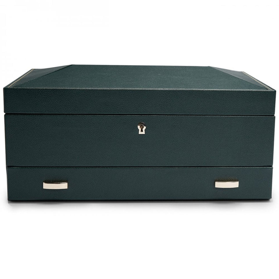 WOLF British Racing 10 Piece Watch Box With Storage - Green