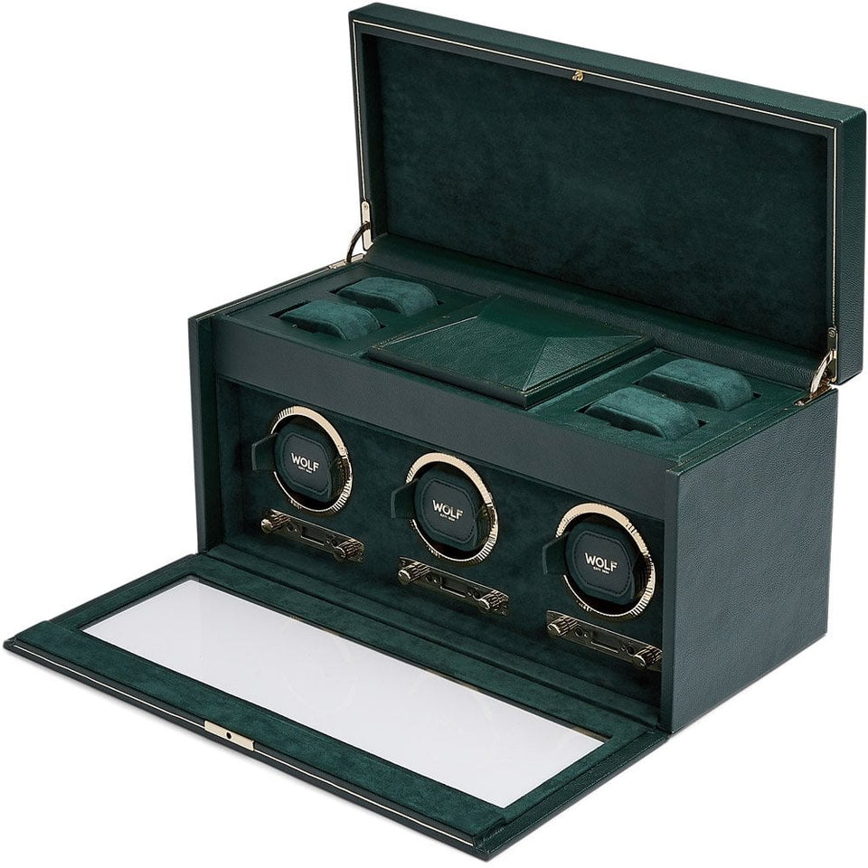WOLF British Racing Green Triple Watch Winder