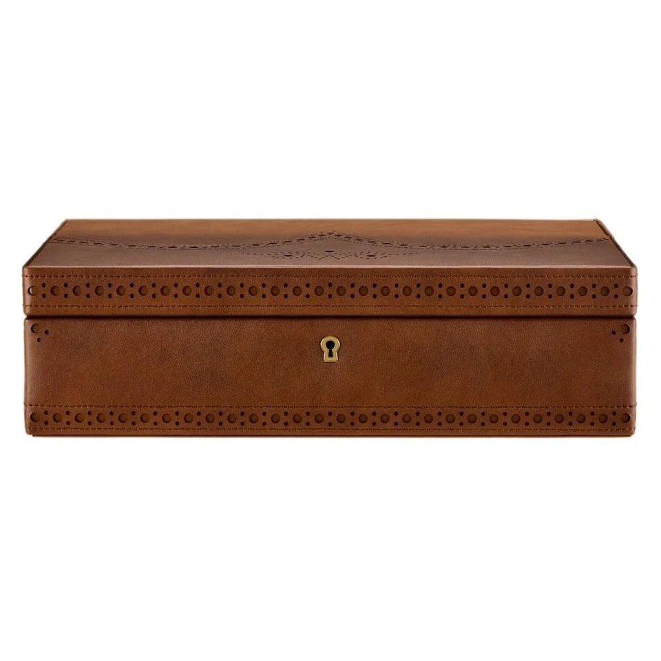 WOLF Brogue Burnished Brown 10 Piece Watch Box