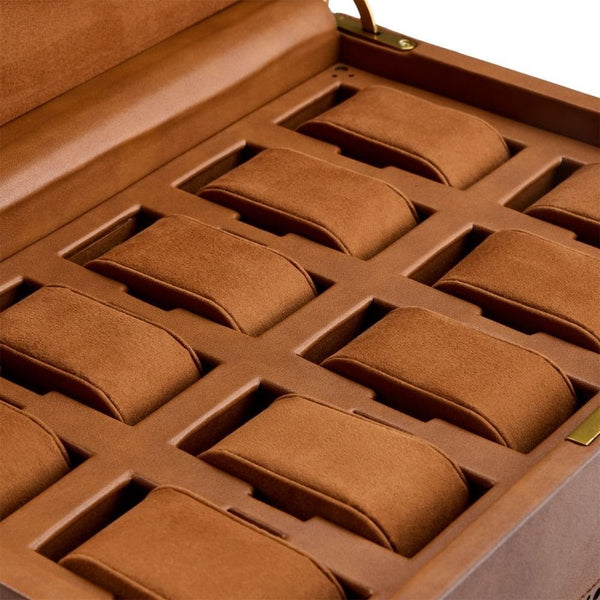 WOLF Brogue Burnished Brown 10 Piece Watch Box