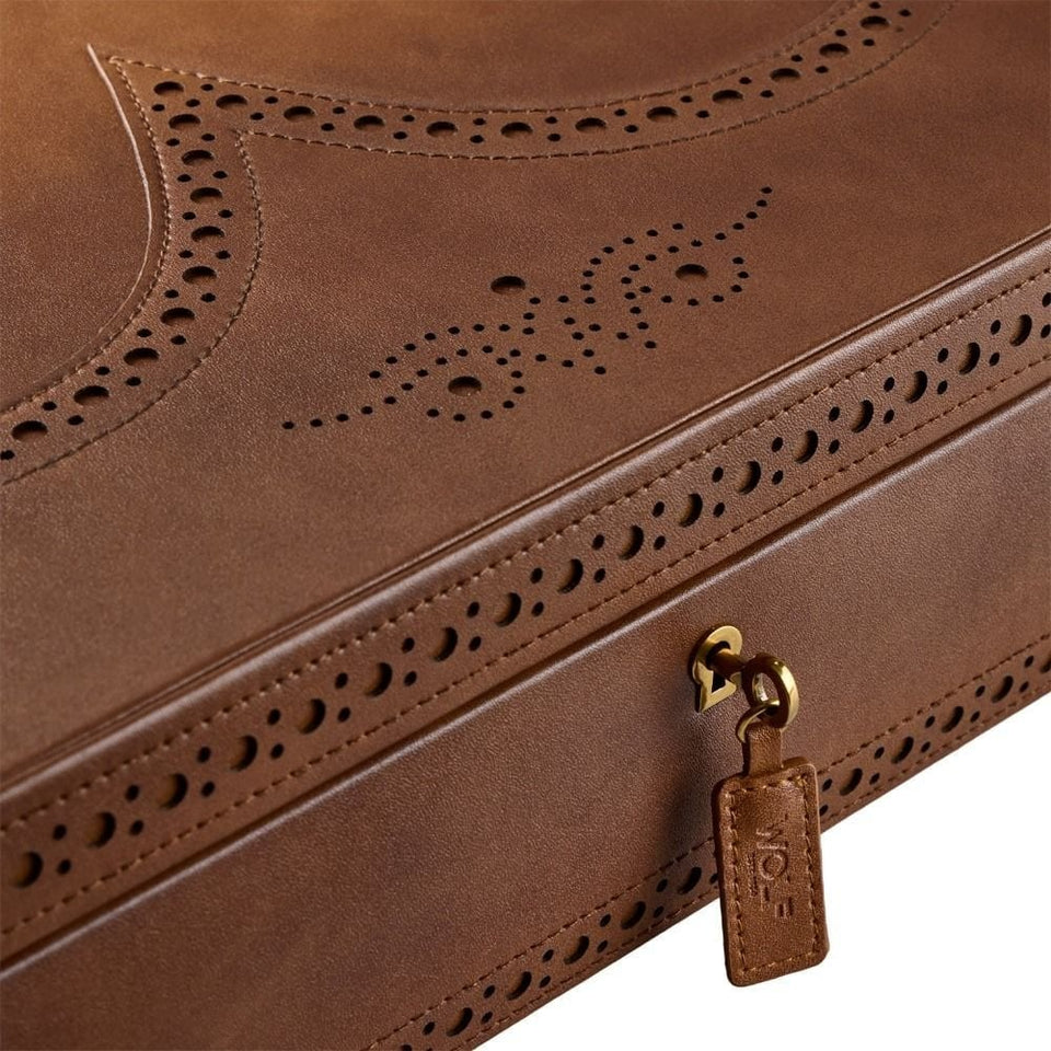 WOLF Brogue Burnished Brown 10 Piece Watch Box
