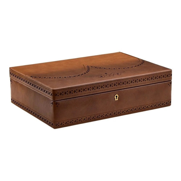 WOLF Brogue Burnished Brown 10 Piece Watch Box