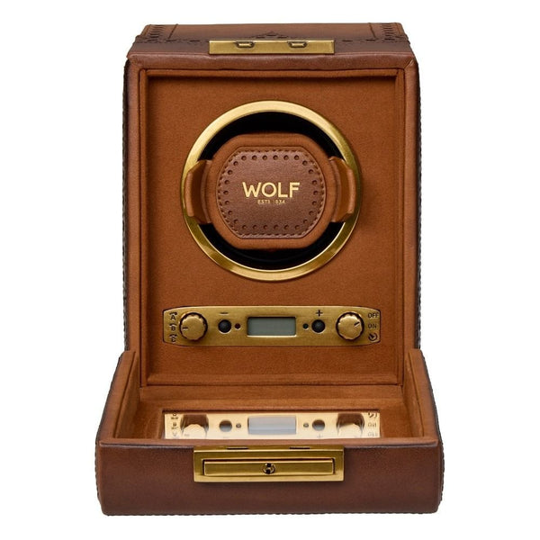 WOLF Brogue Burnished Brown Single Watch Winder