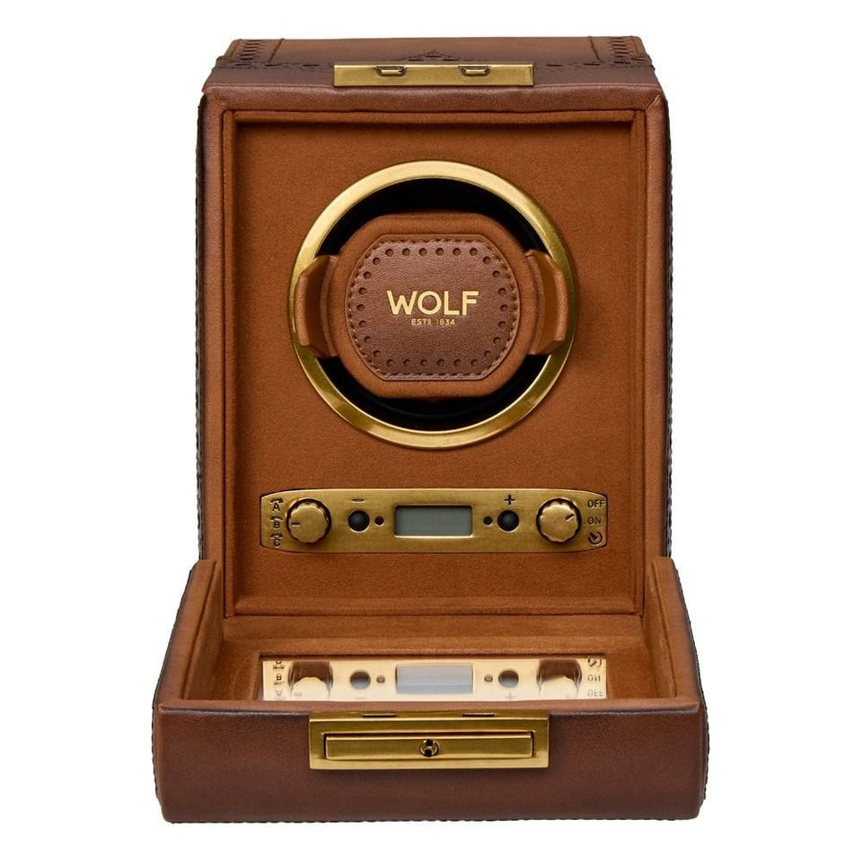 WOLF Brogue Burnished Brown Single Watch Winder