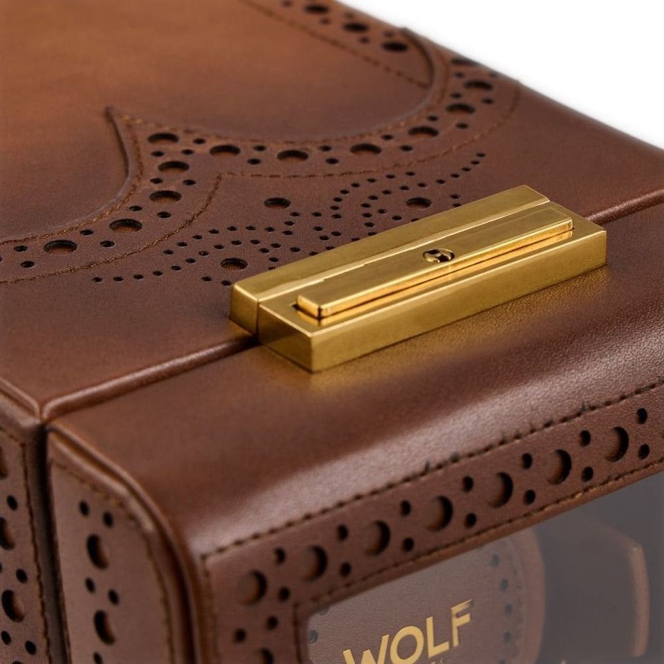 WOLF Brogue Burnished Brown Single Watch Winder