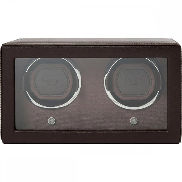 WOLF Brown Double Cub Watch Winder With Cover