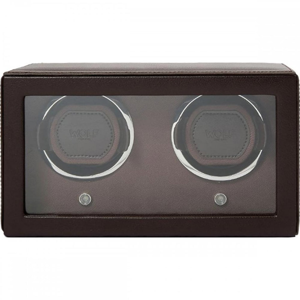 WOLF Brown Double Cub Watch Winder With Cover