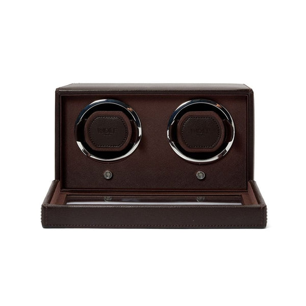 WOLF Brown Double Cub Watch Winder With Cover
