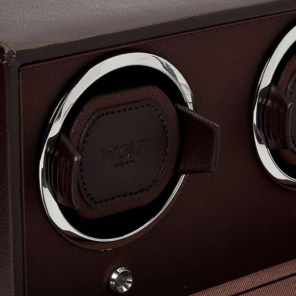 WOLF Brown Double Cub Watch Winder With Cover