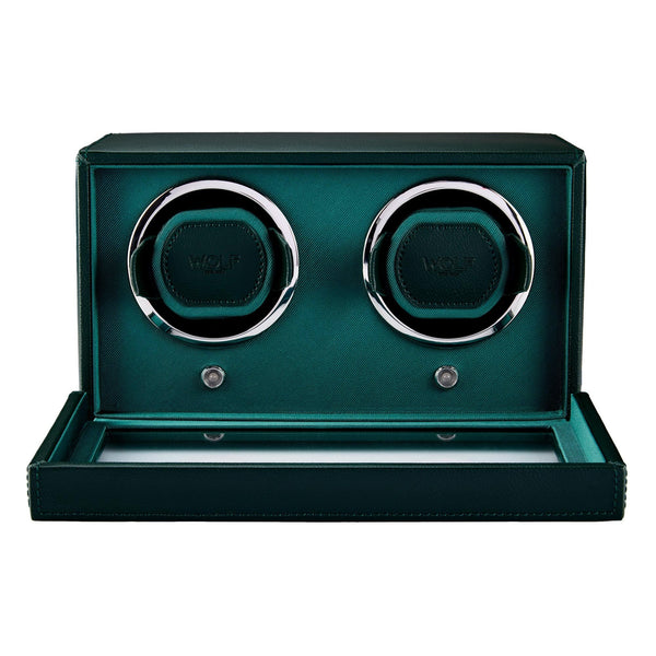 WOLF Green Double Cub Watch Winder With Cover
