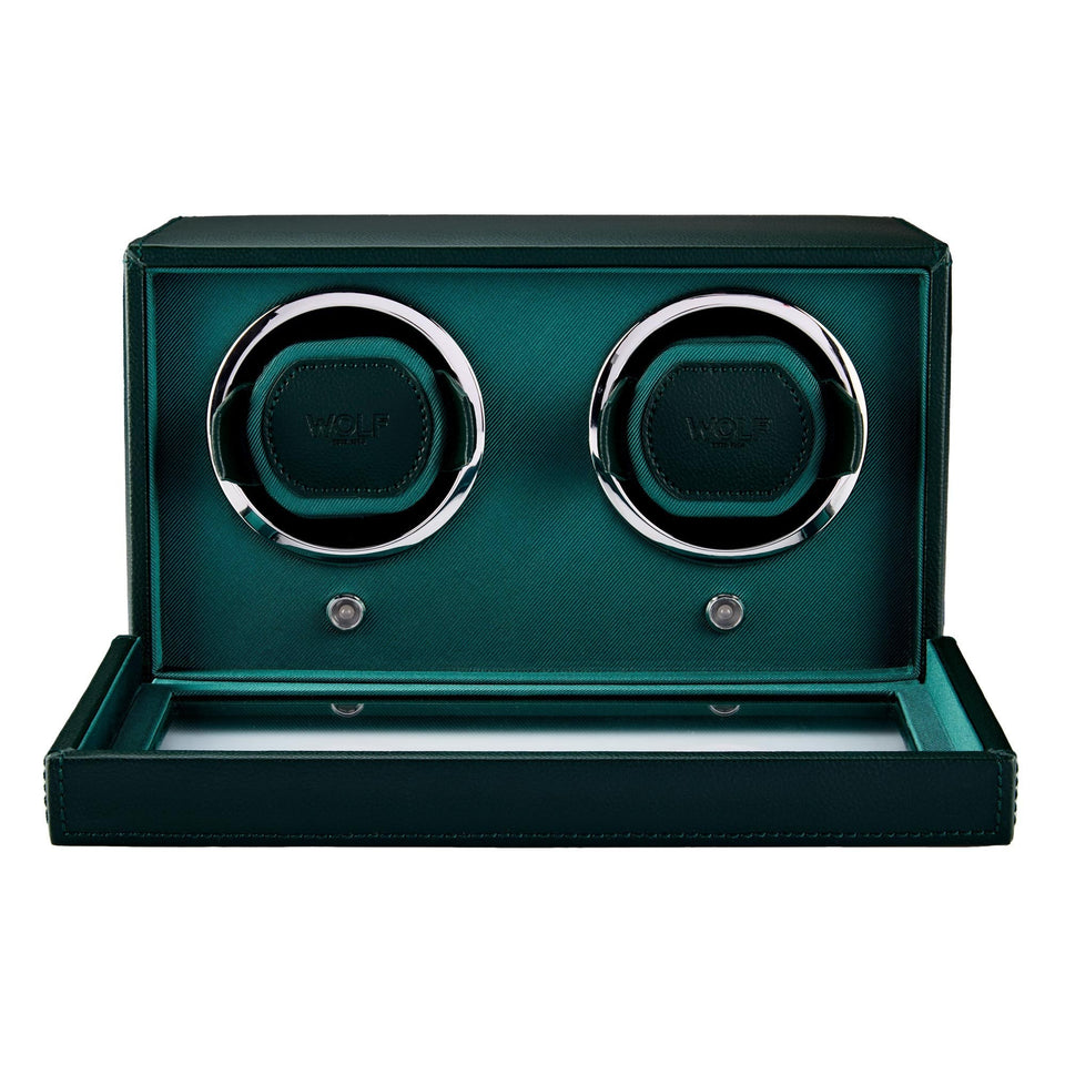WOLF Green Double Cub Watch Winder With Cover