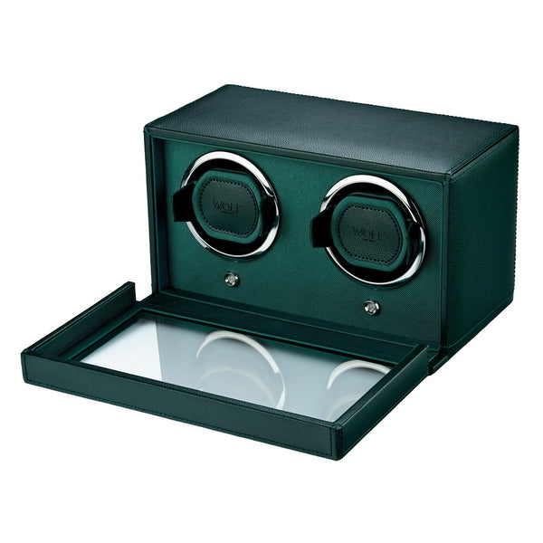WOLF Green Double Cub Watch Winder With Cover