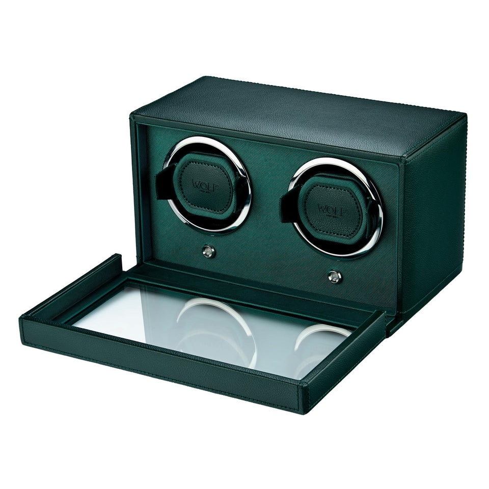WOLF Green Double Cub Watch Winder With Cover