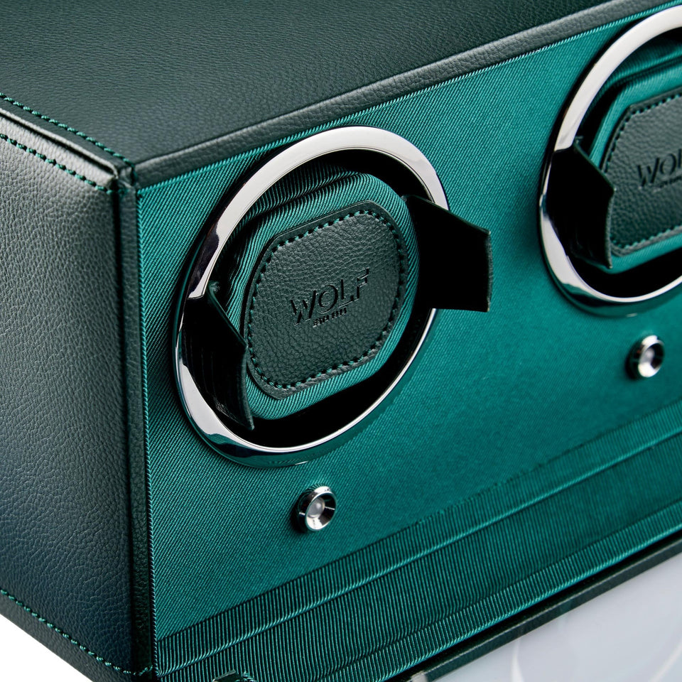 WOLF Green Double Cub Watch Winder With Cover