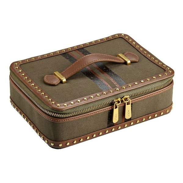 WOLF Ida Khaki Travel Zip Jewellery Case