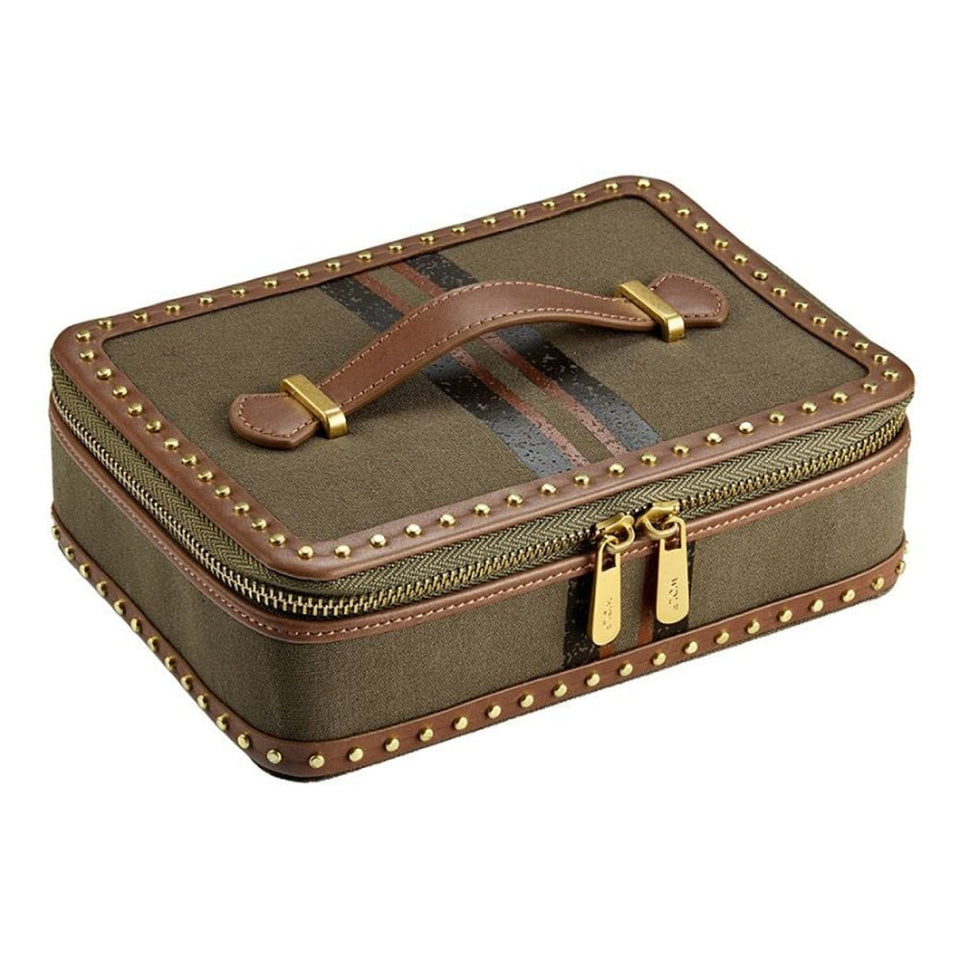WOLF Ida Khaki Travel Zip Jewellery Case
