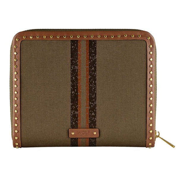 WOLF Ida Khaki Travel Zip Jewellery Portfolio