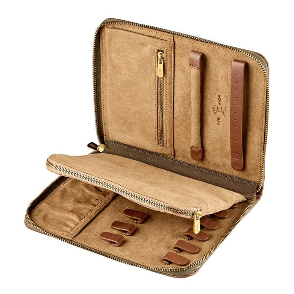 WOLF Ida Khaki Travel Zip Jewellery Portfolio