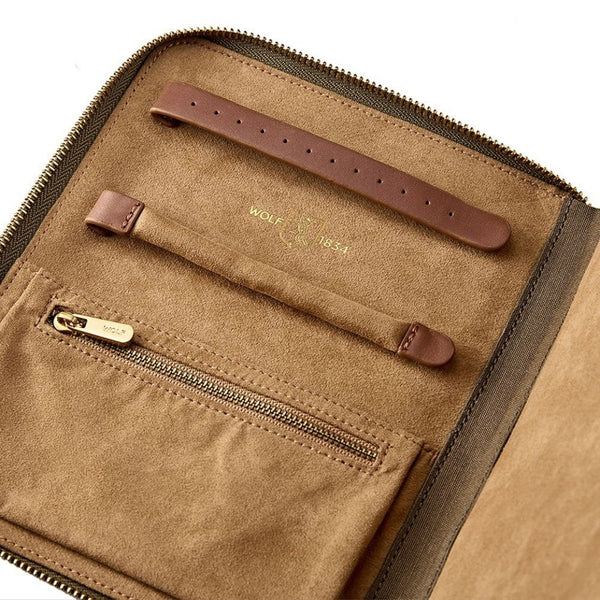 WOLF Ida Khaki Travel Zip Jewellery Portfolio