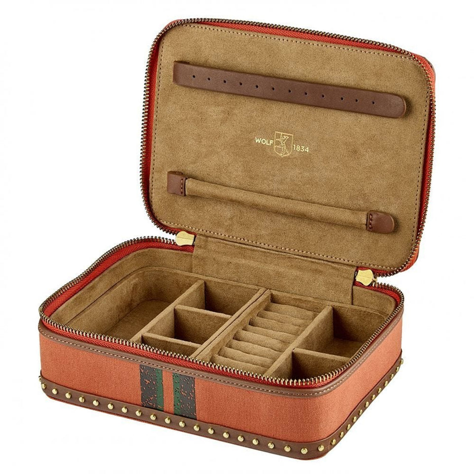 WOLF Ida Orange Travel Zip Jewellery Case