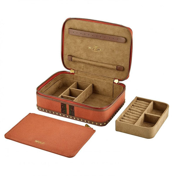 WOLF Ida Orange Travel Zip Jewellery Case