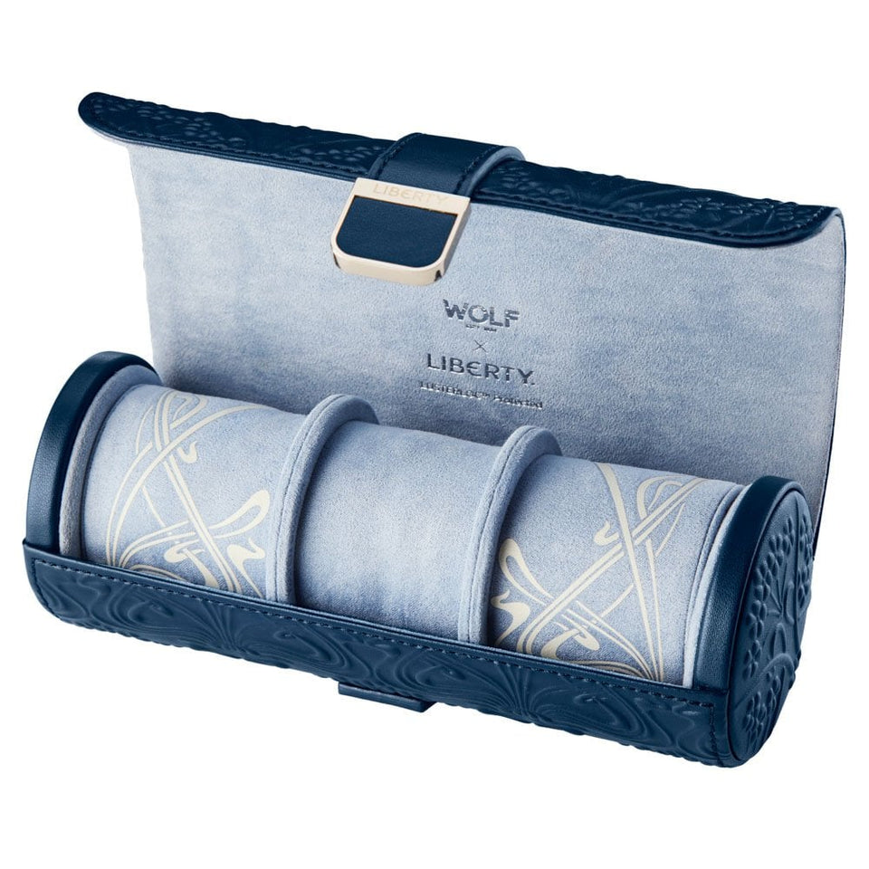 WOLF Liberty All Over Lanthe Navy Triple Watch Roll