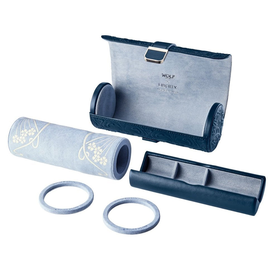 WOLF Liberty All Over Lanthe Navy Triple Watch Roll