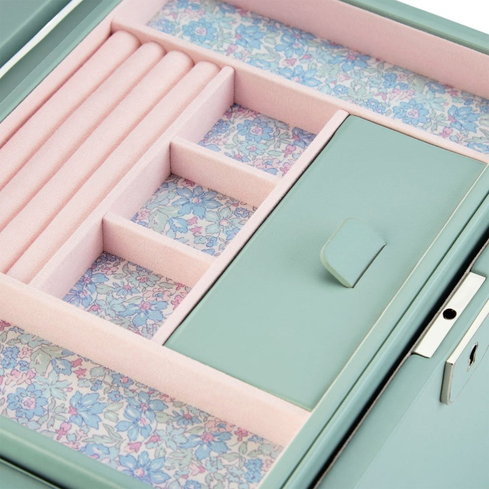 WOLF Liberty Julia Interior Print Large Sage Green Jewellery Box